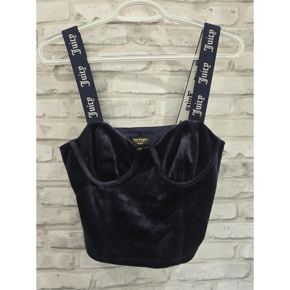 Juicy Couture Black Label S Navy Blue Corset top Bustier Camisole Y2K Romance